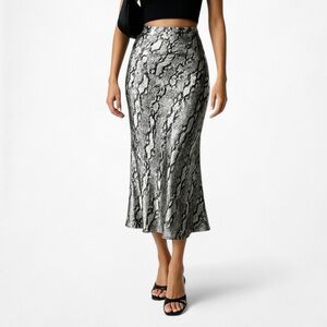 Snake Print Maxi Skirt Satin Sz M